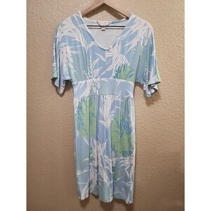Tori Richard Honolulu Dress Size XS‎ Blue Floral Comfy Stretch Beach Vacation